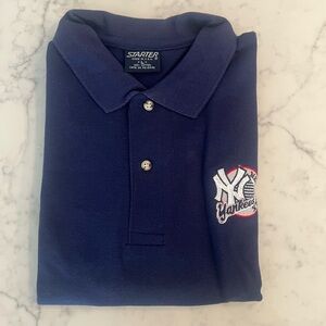 Vintage New York Yankees Polo Shirt Starters Short Sleeve Large Embroidered